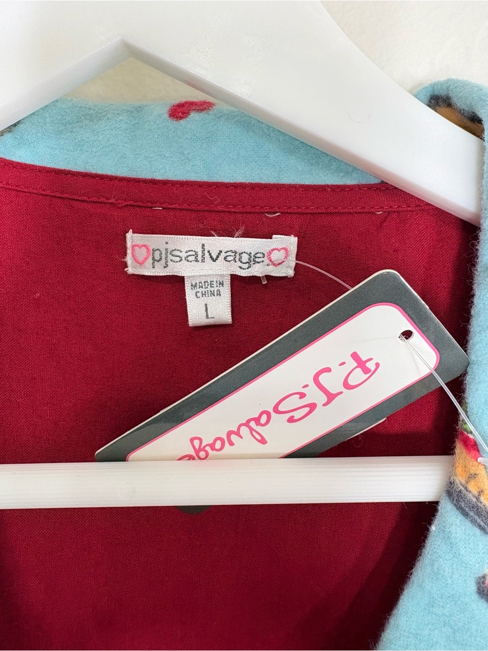 PJ Salvage Pizza Lover Flannel Pajama Set NWT Women’s Large Cotton Blue - Picture 4 of 15